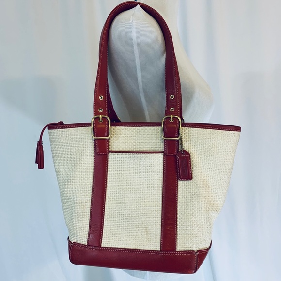 Coach Handbags - NEW AUTHENTIC COACH BAG! RED LEATHER TRIM